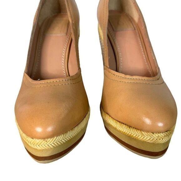 Bacio 61 Shoes Womens 9 W Wide Tan‎ Espadrille Wedge Preppy Neutral Minimalist - Picture 4 of 13
